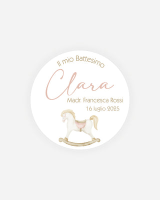 Bigliettini Battesimo Tag personalizzato cartoncino o adesivo – Cerchio BC02