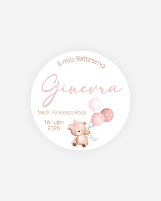Bigliettini Battesimo Tag personalizzato cartoncino o adesivo – Cerchio BC03