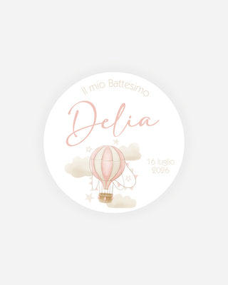 Bigliettini Battesimo Tag personalizzato cartoncino o adesivo – Cerchio BC05