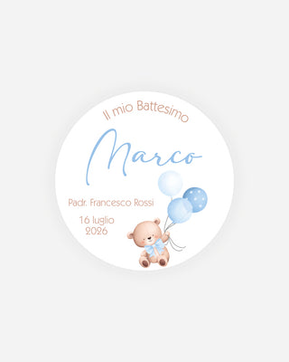 Bigliettini Battesimo Tag personalizzato cartoncino o adesivo – Cerchio BC06