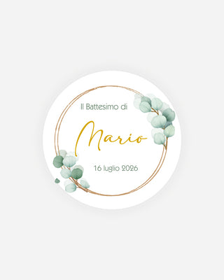 Bigliettini Battesimo Tag personalizzato cartoncino o adesivo – Cerchio BC11