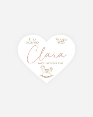 Bigliettini Battesimo Tag personalizzato cartoncino o adesivo – Cuore BCU02