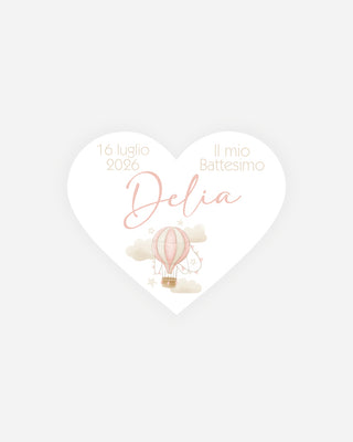 Bigliettini Battesimo Tag personalizzato cartoncino o adesivo – Cuore BCU05