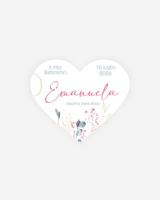 Bigliettini Battesimo Tag personalizzato cartoncino o adesivo – Cuore BCU09