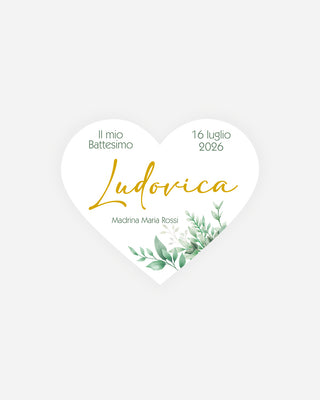 Bigliettini Battesimo Tag personalizzato cartoncino o adesivo – Cuore BCU10