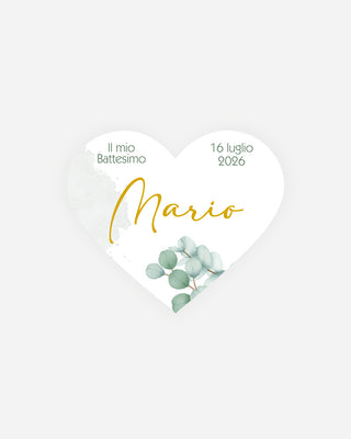 Bigliettini Battesimo Tag personalizzato cartoncino o adesivo – Cuore BCU11