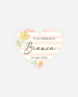 Bigliettini Battesimo Tag personalizzato cartoncino o adesivo – Cuore BCU12