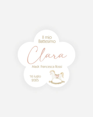 Bigliettini Battesimo Tag personalizzato cartoncino o adesivo – Fiore BF02