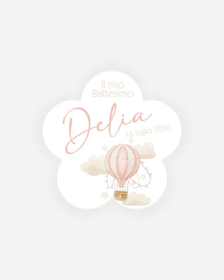 Bigliettini Battesimo Tag personalizzato cartoncino o adesivo – Fiore BF05