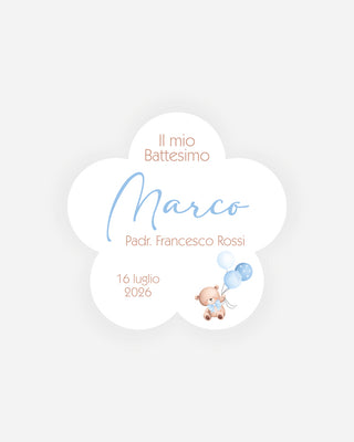 Bigliettini Battesimo Tag personalizzato cartoncino o adesivo – Fiore BF06