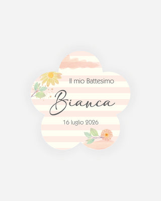 Bigliettini Battesimo Tag personalizzato cartoncino o adesivo – Fiore BF12