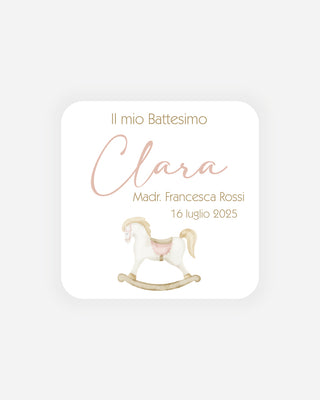 Bigliettini Battesimo Tag personalizzato cartoncino o adesivo – Quadrato BQ02