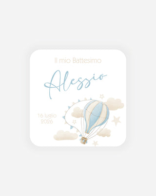 Bigliettini Battesimo Tag personalizzato cartoncino o adesivo – Quadrato BQ04
