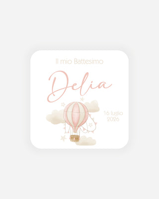 Bigliettini Battesimo Tag personalizzato cartoncino o adesivo – Quadrato BQ05