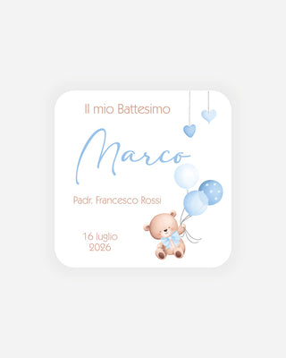 Bigliettini Battesimo Tag personalizzato cartoncino o adesivo – Quadrato BQ06