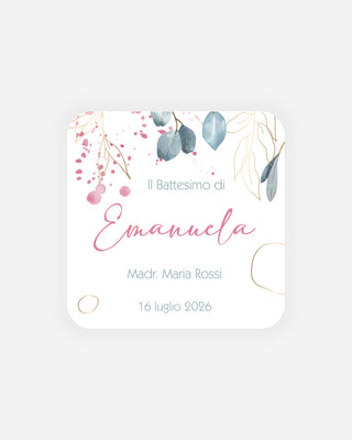 Bigliettini Battesimo Tag personalizzato cartoncino o adesivo – Quadrato BQ09