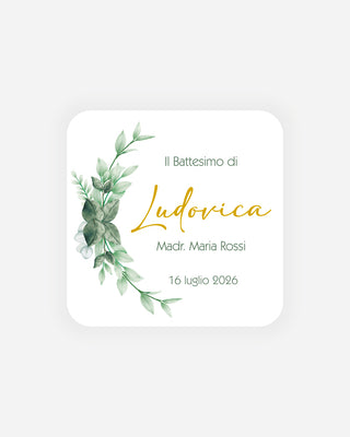 Bigliettini Battesimo Tag personalizzato cartoncino o adesivo – Quadrato BQ10