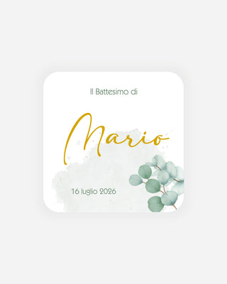 Bigliettini Battesimo Tag personalizzato cartoncino o adesivo – Quadrato BQ11