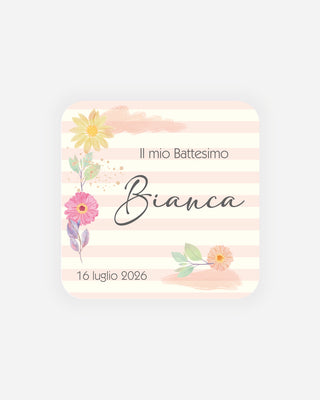 Bigliettini Battesimo Tag personalizzato cartoncino o adesivo – Quadrato BQ12