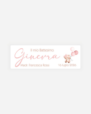 Bigliettini Battesimo Tag personalizzato cartoncino o adesivo – Rettangolo BR03