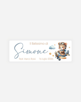 Bigliettini Battesimo Tag personalizzato cartoncino o adesivo – Rettangolo BR07