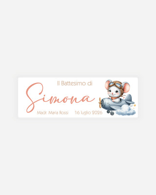 Bigliettini Battesimo Tag personalizzato cartoncino o adesivo – Rettangolo BR08
