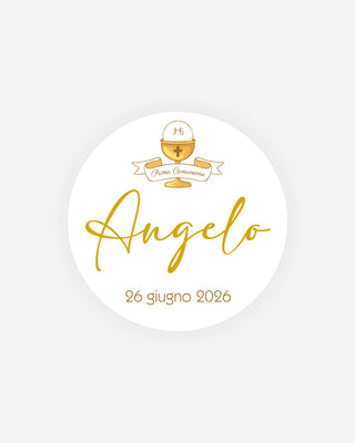 Bigliettini Comunione Tag personalizzato cartoncino o adesivo – Cerchio CC04