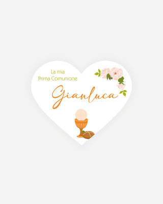 Bigliettini Comunione Tag personalizzato cartoncino o adesivo – Cuore CCU01