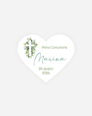Bigliettini Comunione Tag personalizzato cartoncino o adesivo – Cuore CCU02