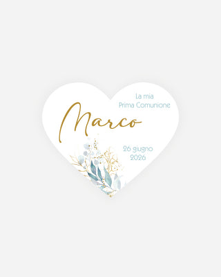 Bigliettini Comunione Tag personalizzato cartoncino o adesivo – Cuore CCU03