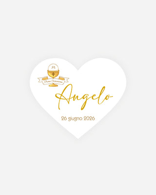 Bigliettini Comunione Tag personalizzato cartoncino o adesivo – Cuore CCU04