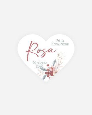 Bigliettini Comunione Tag personalizzato cartoncino o adesivo – Cuore CCU05