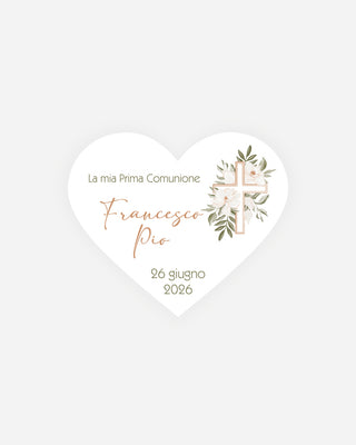 Bigliettini Comunione Tag personalizzato cartoncino o adesivo – Cuore CCU06