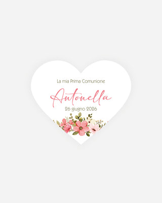 Bigliettini Comunione Tag personalizzato cartoncino o adesivo – Cuore CCU07