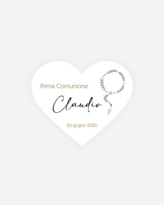 Bigliettini Comunione Tag personalizzato cartoncino o adesivo – Cuore CCU08