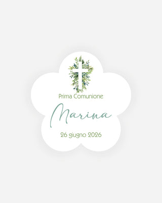 Bigliettini Comunione Tag personalizzato cartoncino o adesivo – Fiore CF02