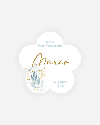 Bigliettini Comunione Tag personalizzato cartoncino o adesivo – Fiore CF03