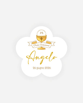Bigliettini Comunione Tag personalizzato cartoncino o adesivo – Fiore CF04