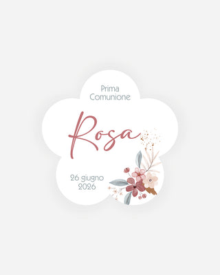 Bigliettini Comunione Tag personalizzato cartoncino o adesivo – Fiore CF05