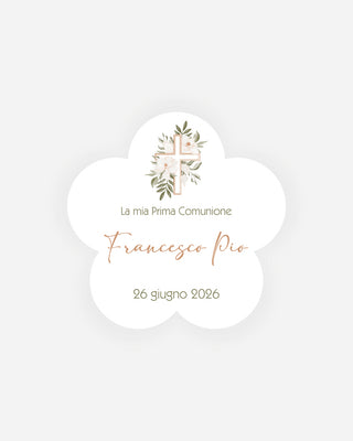 Bigliettini Comunione Tag personalizzato cartoncino o adesivo – Fiore CF06