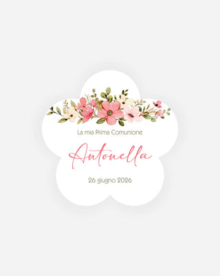 Bigliettini Comunione Tag personalizzato cartoncino o adesivo – Fiore CF07