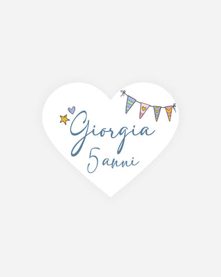 Bigliettini Compleanno Tag personalizzato cartoncino o adesivo – Cuore CCU04