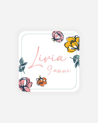 Bigliettini Compleanno Tag personalizzato cartoncino o adesivo – Quadrato CQ05