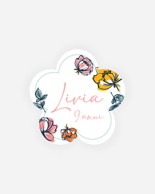 Bigliettini Compleanno Tag personalizzato cartoncino o adesivo – Fiore CF05