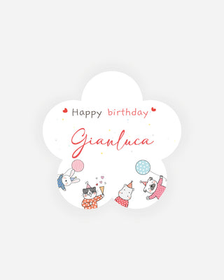 Bigliettini Compleanno Tag personalizzato cartoncino o adesivo – Fiore CF09