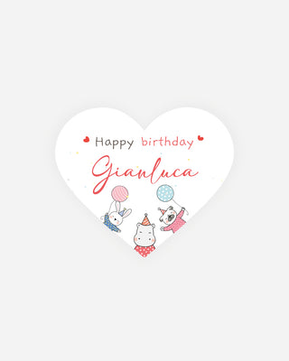 Bigliettini Compleanno Tag personalizzato cartoncino o adesivo – Cuore CCU09
