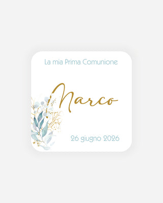 Bigliettini Comunione Tag personalizzato cartoncino o adesivo – Quadrato CQ03