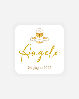 Bigliettini Comunione Tag personalizzato cartoncino o adesivo – Quadrato CQ04