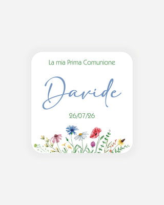 Bigliettini Comunione Tag personalizzato cartoncino o adesivo – Quadrato CQ11