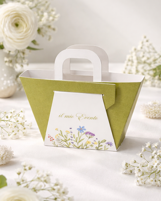 Scatolina Bomboniera Borsetta Verde Personalizzata